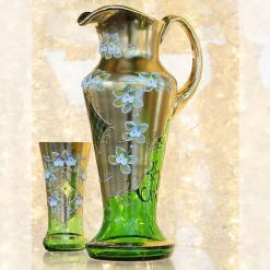 Kanne & Krug^Art Glass Krug Green Queen 1250 ml, Grün/Gold, aus Glas