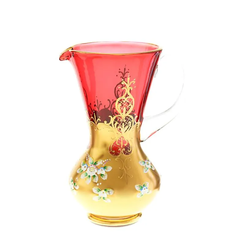 Kanne & Krug^Art Glass Krug Red Queen 2000 ml, Rot/Gold, aus Glas