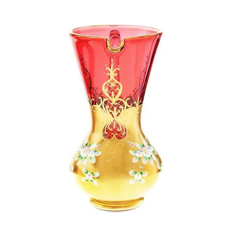 Kanne & Krug^Art Glass Krug Red Queen 2000 ml, Rot/Gold, aus Glas