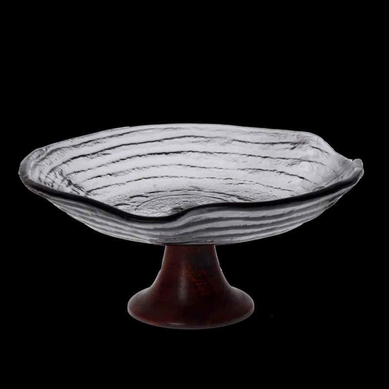 Kuchen & Torten|Schalen^Art Glass Kuchenteller Velo Fusing Glas Handmade Ø ca. 23cm Grau