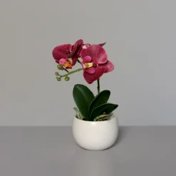 Valentienstag|Ostern^Cristalica Kunstblume Mini-Orchidee im Keramiktopf rot