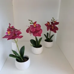 Valentienstag|Ostern^Cristalica Kunstblume Mini-Orchidee im Keramiktopf rot