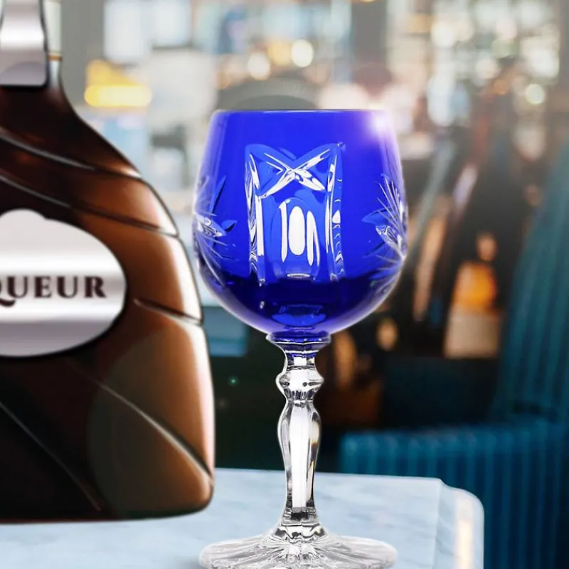 Gläserset^Cristalica Likörglas blau Schleuderstern 6er Set (60ml)