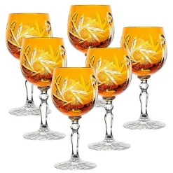 Gläserset^Cristalica Likörglas gelb Schleuderstern 6er Set (60ml)