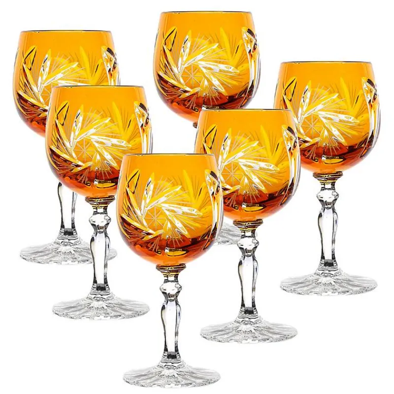 Gläserset^Cristalica Likörglas gelb Schleuderstern 6er Set (60ml)