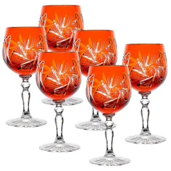 Halloween|Likör & Wodkagläser^Cristalica Likörglas orange Schleuderstern 6er Set (60ml)