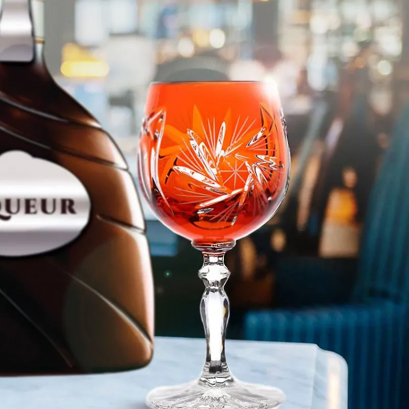 Halloween|Likör & Wodkagläser^Cristalica Likörglas orange Schleuderstern 6er Set (60ml)