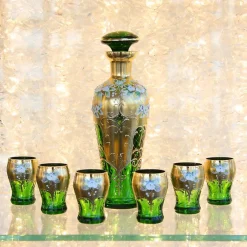 Gläser Mit Karaffe^Art Glass Likörset Green Queen 7-tlg.