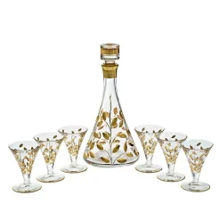 Gläser Mit Karaffe^Art Glass Likörset Lorbeer Edelrausch 7tlg.