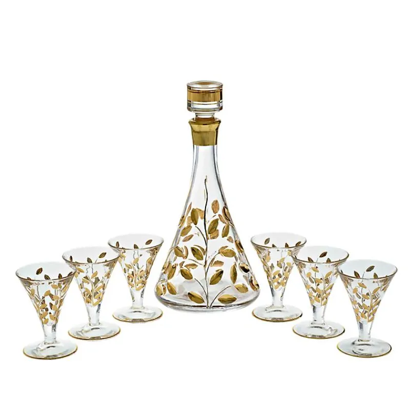 Gläser Mit Karaffe^Art Glass Likörset Lorbeer Edelrausch 7tlg.