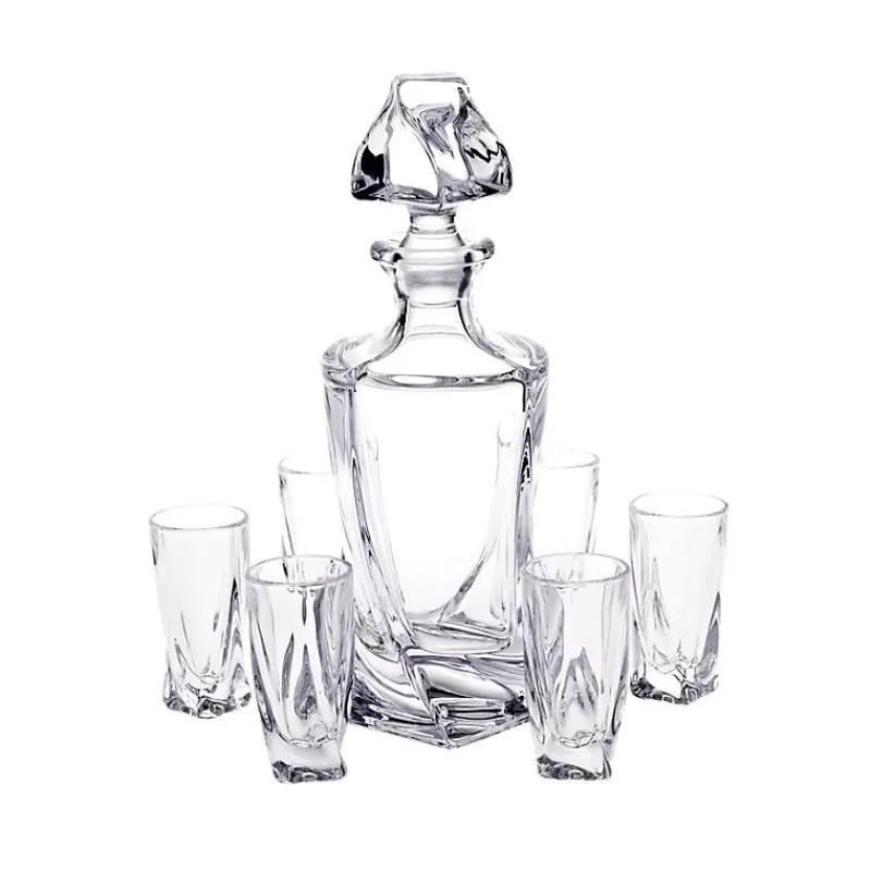 Gläser Mit Karaffe^Art Glass Likörset Quadro Laguna Spirits 7-tlg.