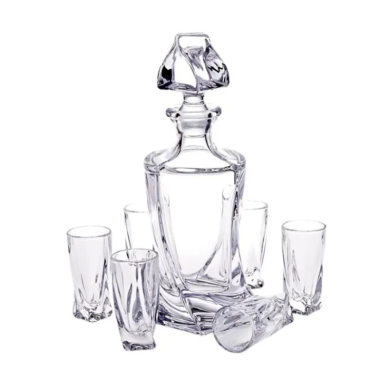 Gläser Mit Karaffe^Art Glass Likörset Quadro Laguna Spirits 7-tlg.