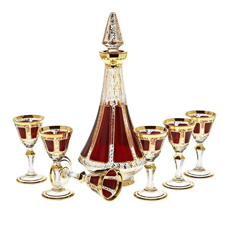Gläser Mit Karaffe^Art Glass Likörset Red Queen 7-tlg