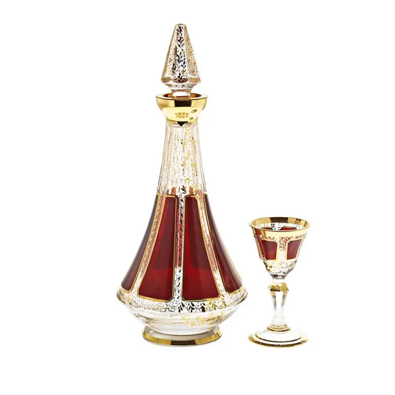 Gläser Mit Karaffe^Art Glass Likörset Red Queen 7-tlg