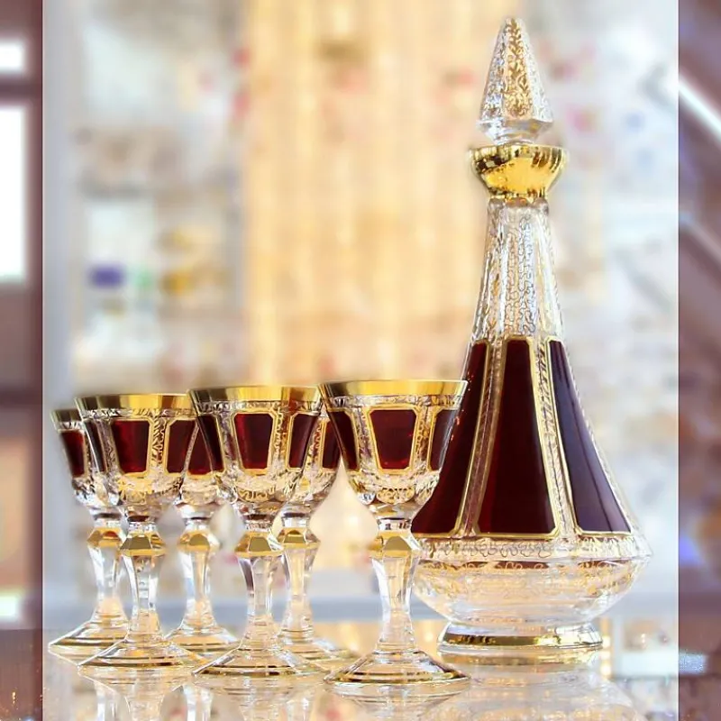 Gläser Mit Karaffe^Art Glass Likörset Red Queen 7-tlg