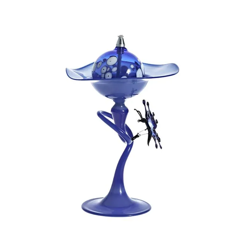 Kerzenhalter^Art Glass Öllampe mit Glasschmetterling "Bloom" (15cm)