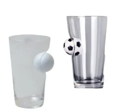 Sport & Hobby|Männer^Cristalica Longdrink Glas mit Golfball oder Fußball