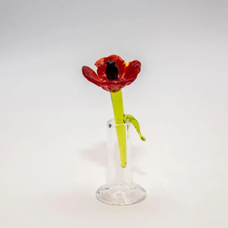 Geburtstag|Tiere & Figuren^Art Glass Mohnblume Mini Plus 4-5cm Glas Blüten Figur Kunstblumen Deko Geschenk