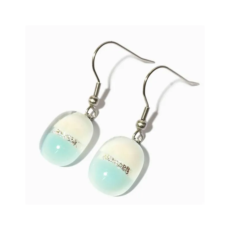 Ohrringe|Fusing Glasschmuck^Cristalica Kingdom Ohrringe mit Glasstein Fresh Opal