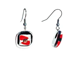 Ohrringe|Fusing Glasschmuck^Schmuck Ohrringe mit Glasstein Rot Weiß Fusing