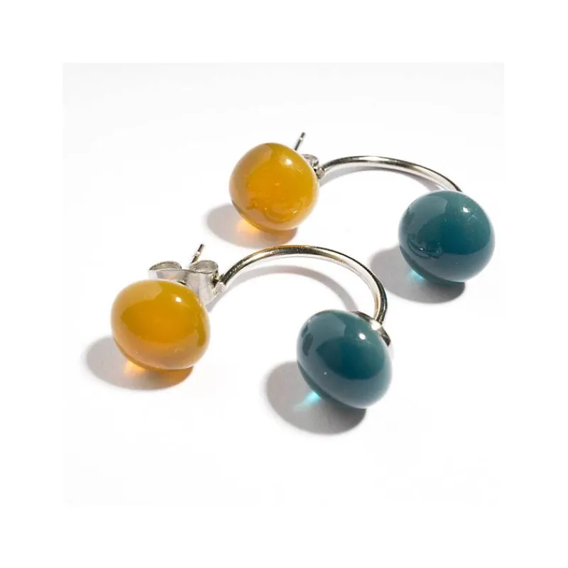 Ohrringe|Fusing Glasschmuck^Cristalica Kingdom Ohrstecker mit 2 Glassteinen Fresh Opal