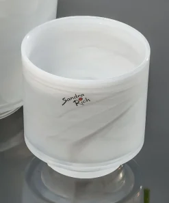 Orchideentopf & Stäbe|Kerzenhalter^Glaswaren sonstige Orchideentopf aus Glas weiß Alabaster 10cm Übertopf Windlicht Votiv Dekoration