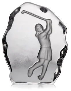 Pokal & Glasblock^Cristalica Pokal Trophäe für Gravur Golf Frau Klein Transparent H 12,5 cm Kristallglas