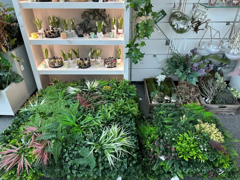 Kunstblumen^Cristalica Premium-Grüne Wand Kunstpflanzen, ca. 50x50cm