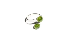 Ringe|Fusing Glasschmuck^Cristalica Ring mit Glasperle Twinny Green Stone Fusing