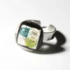 Ringe|Fusing Glasschmuck^Cristalica Ring mit Glasstein Blau Grün Fusing