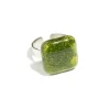 Ringe|Fusing Glasschmuck^Cristalica Ring mit Glasstein Green Stone Fusing