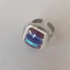 Ringe|Fusing Glasschmuck^Cristalica Ring mit Glasstein Lila Blau Fusing