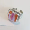 Ringe|Fusing Glasschmuck^Cristalica Art Glass Ring mit Glasstein Rosa Orange Fusing