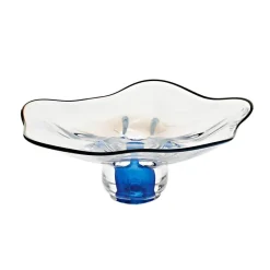 Schalen^Art Glass Schale mit blauem Fuss "Stiller" (30cm)
