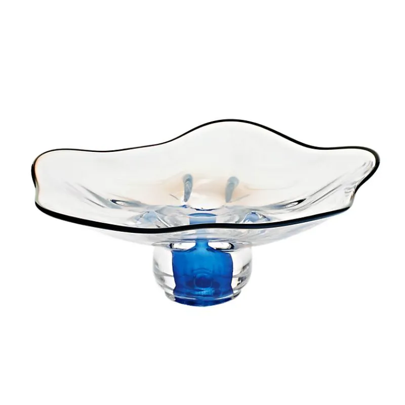Schalen^Art Glass Schale mit blauem Fuss "Stiller" (30cm)