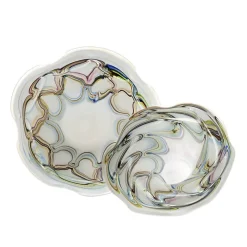 Schalen^Art Glass Schale mit Fadendekor 