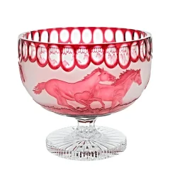 Schalen^Art Glass Schale mit Fuß handgeschliffen rot "King" (29cm)