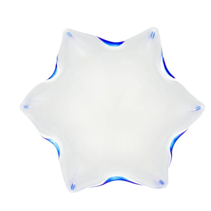 Schalen^Art Glass Schale White Queen 20,5 cm, Weiß/Blau, aus Glas