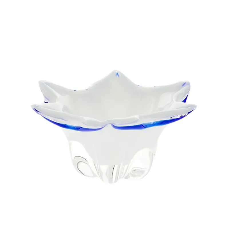 Schalen^Art Glass Schale White Queen 20,5 cm, Weiß/Blau, aus Glas