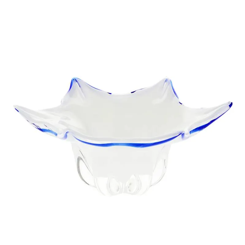 Schalen^Art Glass Schale White Queen 28 cm, Weiß/Blau, aus Glas
