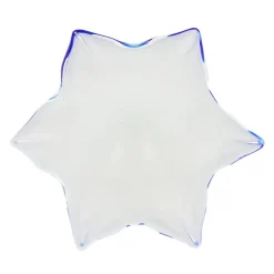 Schalen^Art Glass Schale White Queen 28 cm, Weiß/Blau, aus Glas