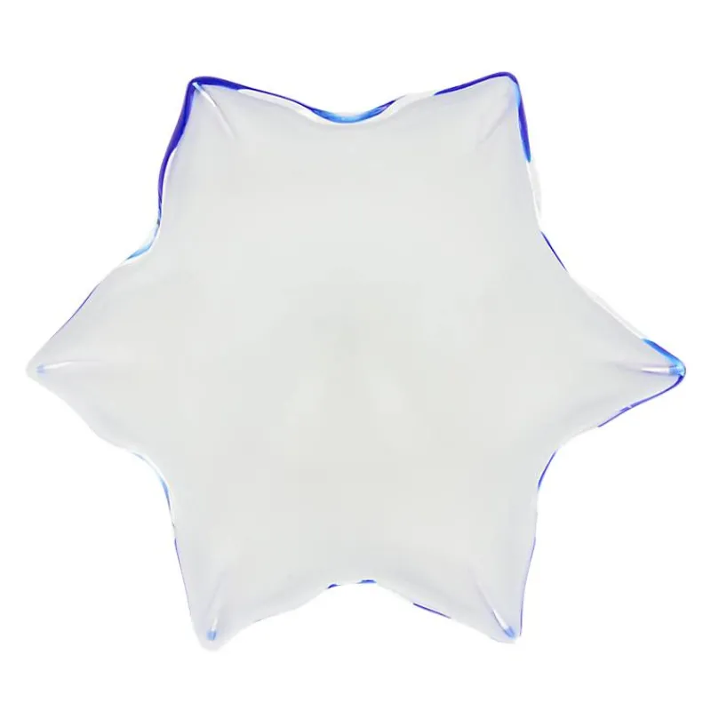 Schalen^Art Glass Schale White Queen 28 cm, Weiß/Blau, aus Glas