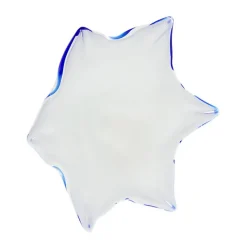 Schalen^Art Glass Schale White Queen 28 cm, Weiß/Blau, aus Glas