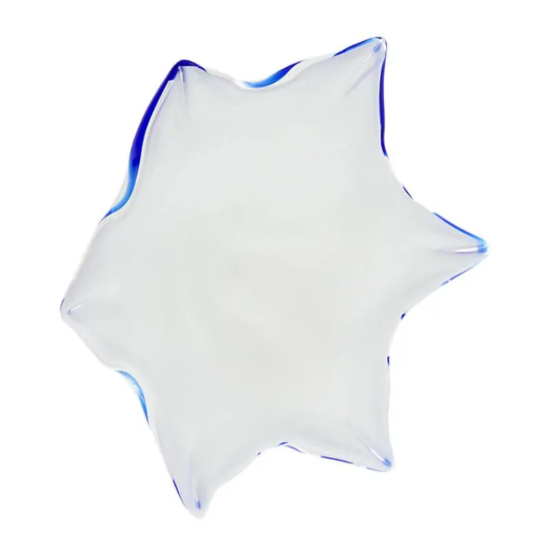 Schalen^Art Glass Schale White Queen 28 cm, Weiß/Blau, aus Glas