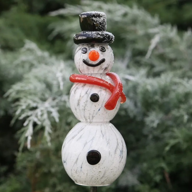 Tiere & Figuren|Weihnachten^Art Glass Schneemann Meltin Gartenflair 22 cm mit Stab
