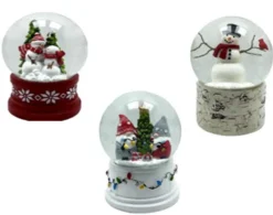 Weihnachten|Weihnachten^Cristalica Schüttelkugel-Schneemann oder Zwerge auf Sockel Höhe ca. 9,2cm