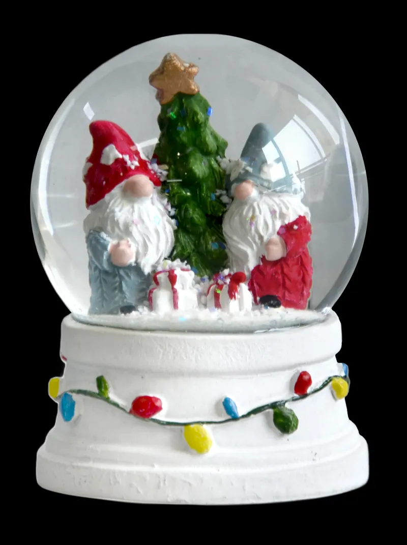 Weihnachten|Weihnachten^Cristalica Schüttelkugel-Schneemann oder Zwerge auf Sockel Höhe ca. 9,2cm