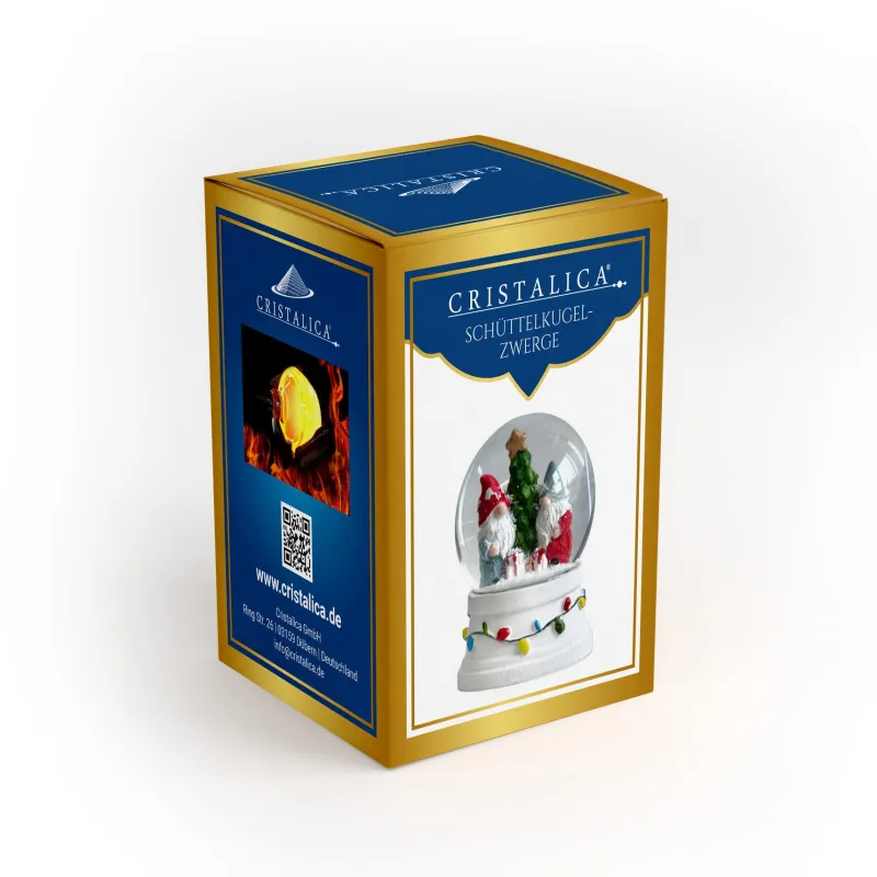 Weihnachten|Weihnachten^Cristalica Schüttelkugel-Schneemann oder Zwerge auf Sockel Höhe ca. 9,2cm