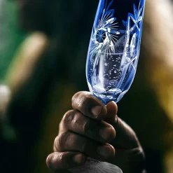 Gläserset^Cristalica Sektflöte blau Schleuderstern 6er Set (180ml)