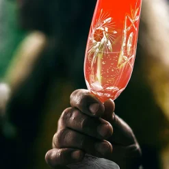 Gläserset^Cristalica Sektflöte orange Schleuderstern 6er Set (180ml)